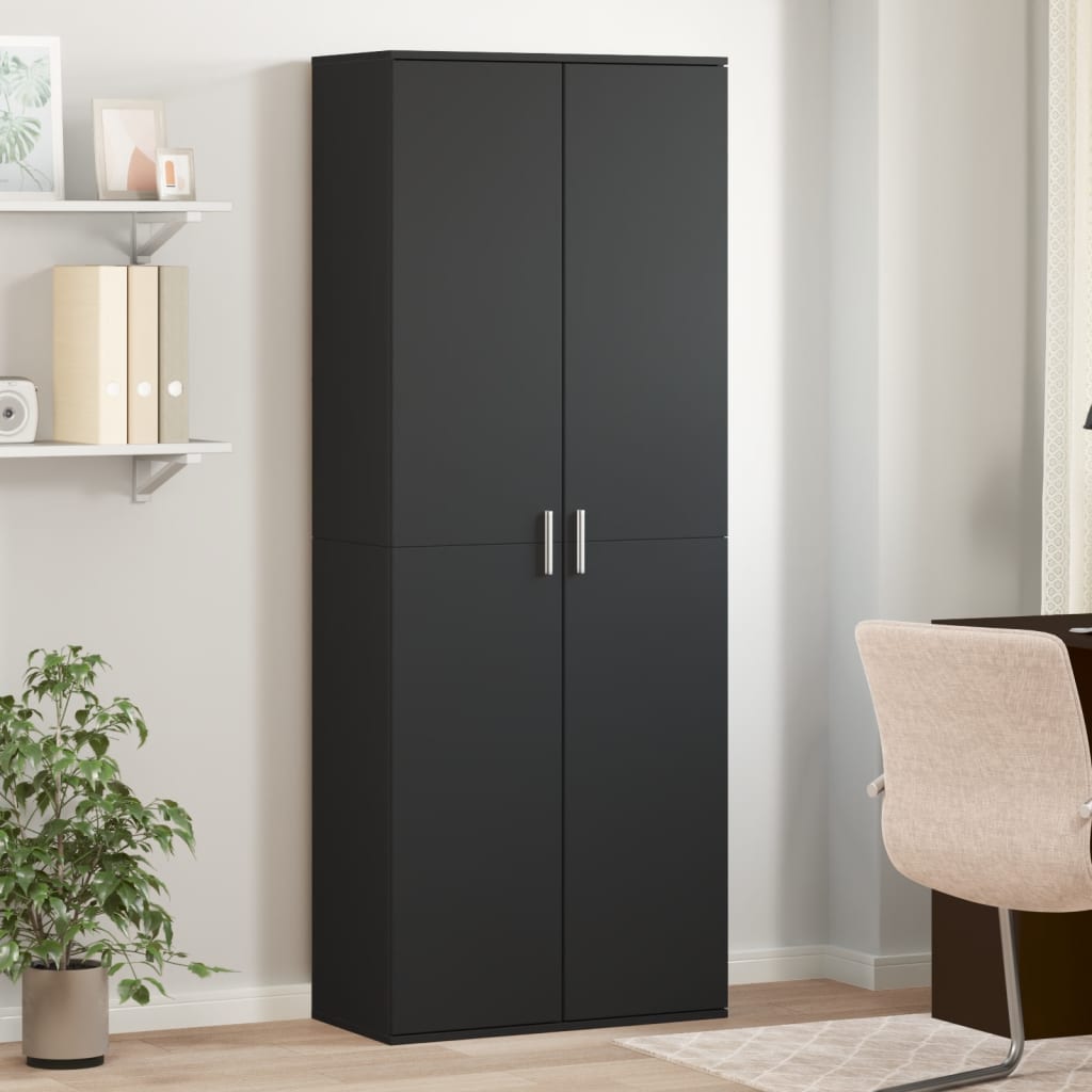vidaXL Vysoká skrinka čierna 70x35x180 cm kompozitné drevo