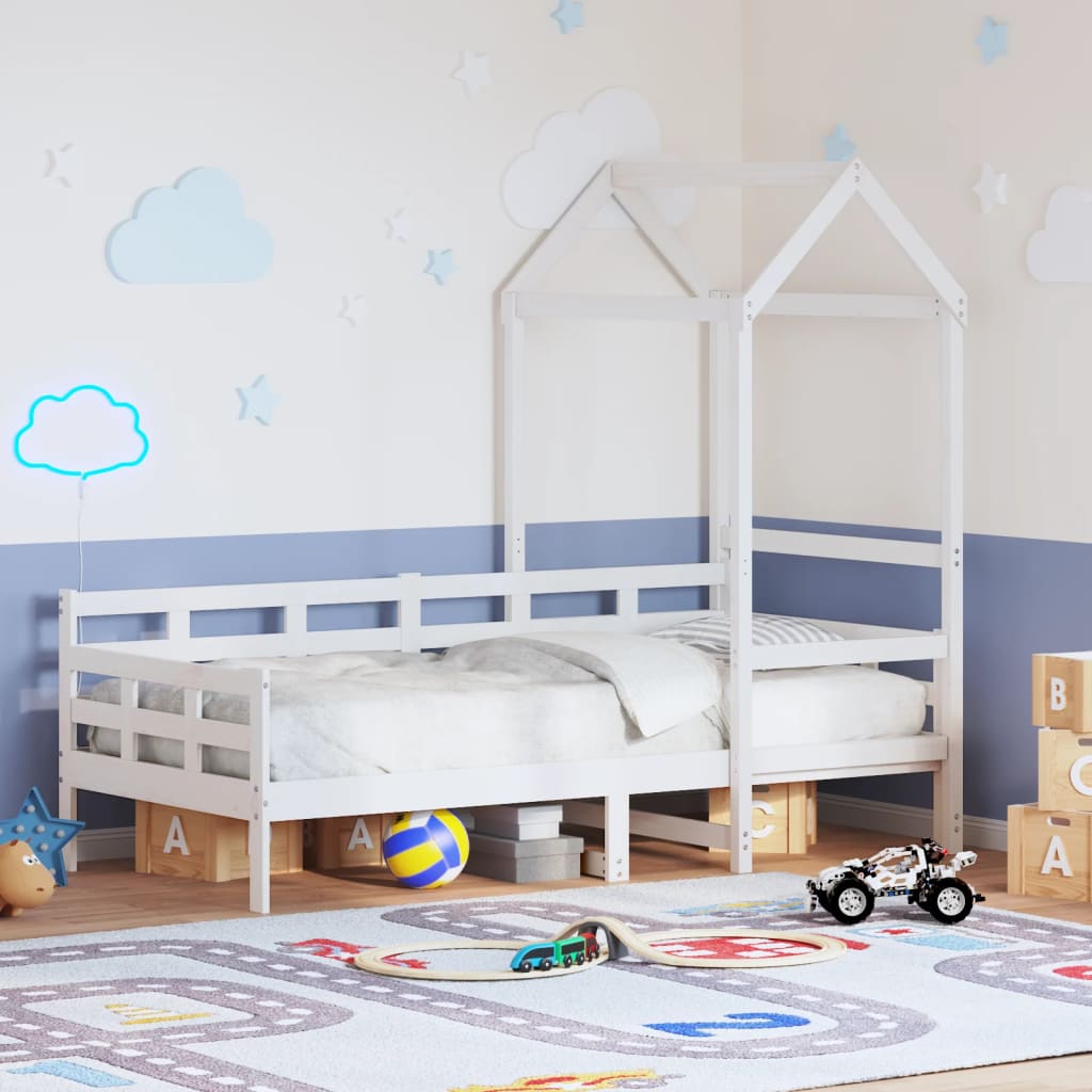 vidaXL Denná posteľ so strieškou biela 80x200 cm borovicový masív