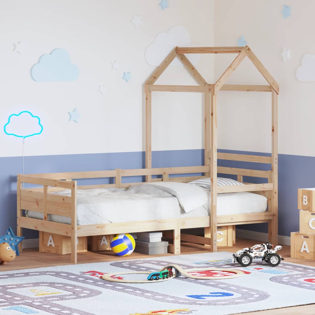 vidaXL Denná posteľ so strieškou 90x200 cm borovicový masív