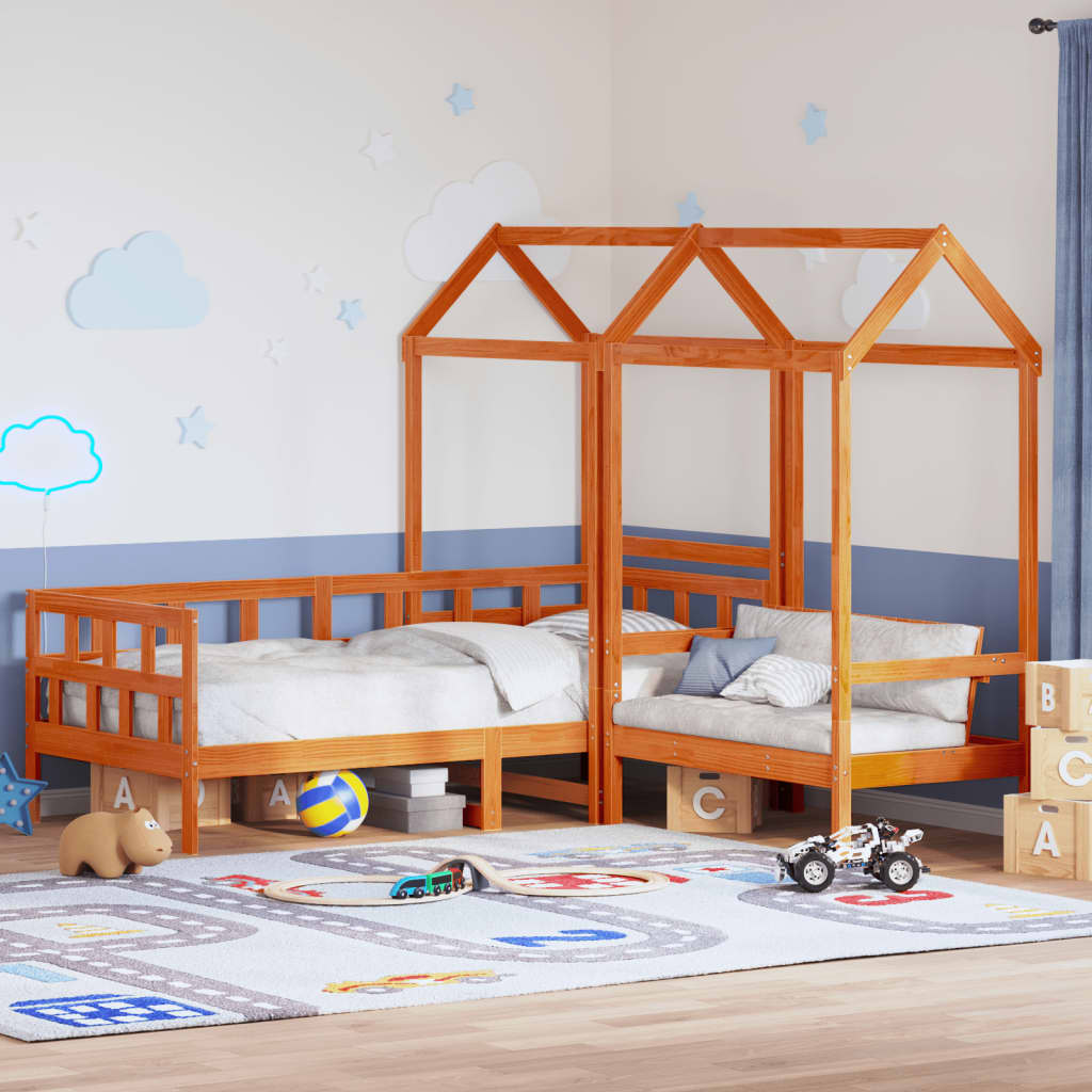 vidaXL Denná posteľ so strieškou voskovohnedá 80x200 cm borovica