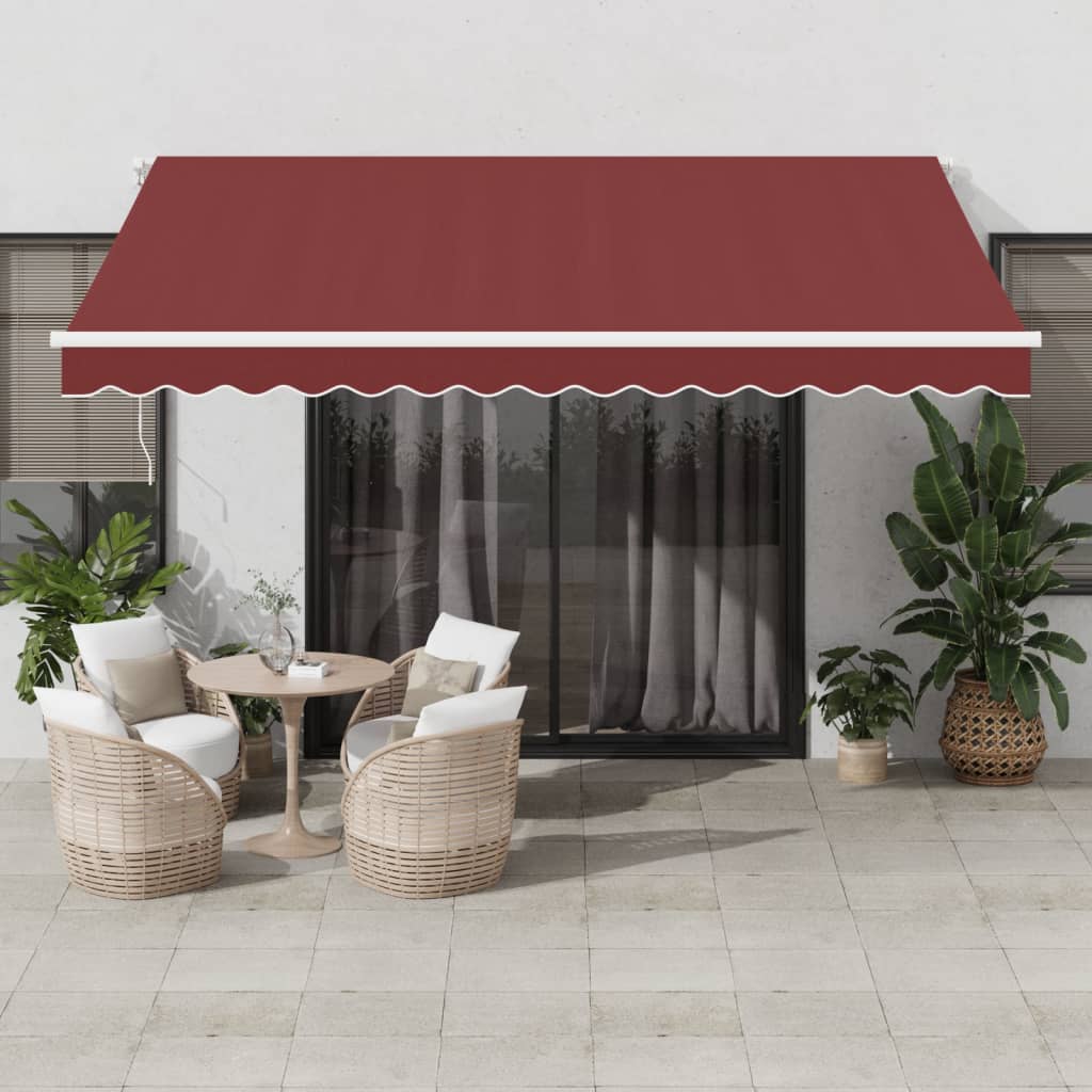 vidaXL Ručne zaťahovacia markíza burgundská 400x300 cm