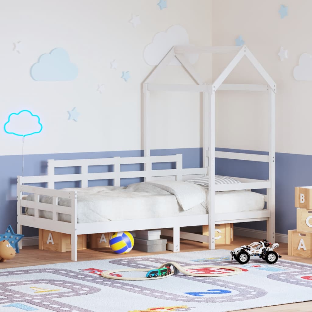 vidaXL Denná posteľ so strieškou biela 80x200 cm borovicový masív