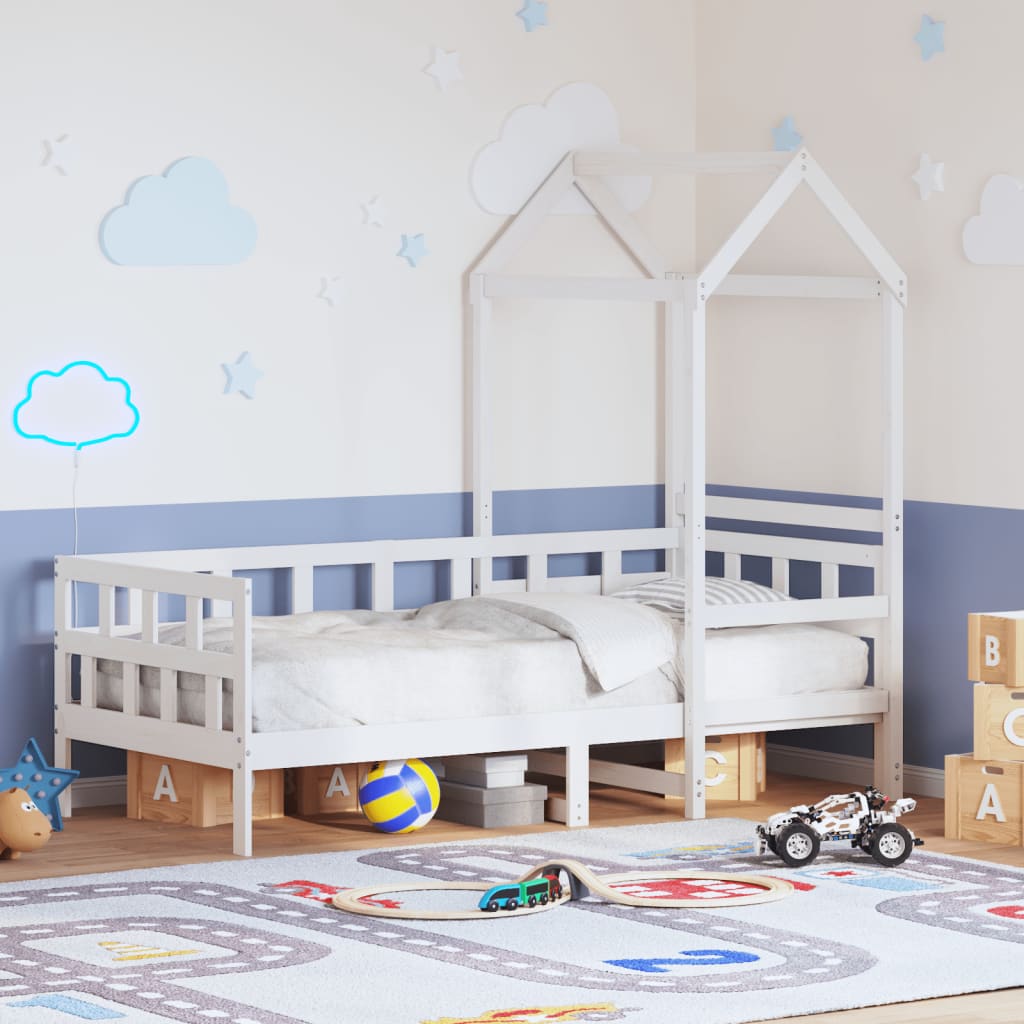 vidaXL Denná posteľ so strieškou biela 80x200 cm borovicový masív