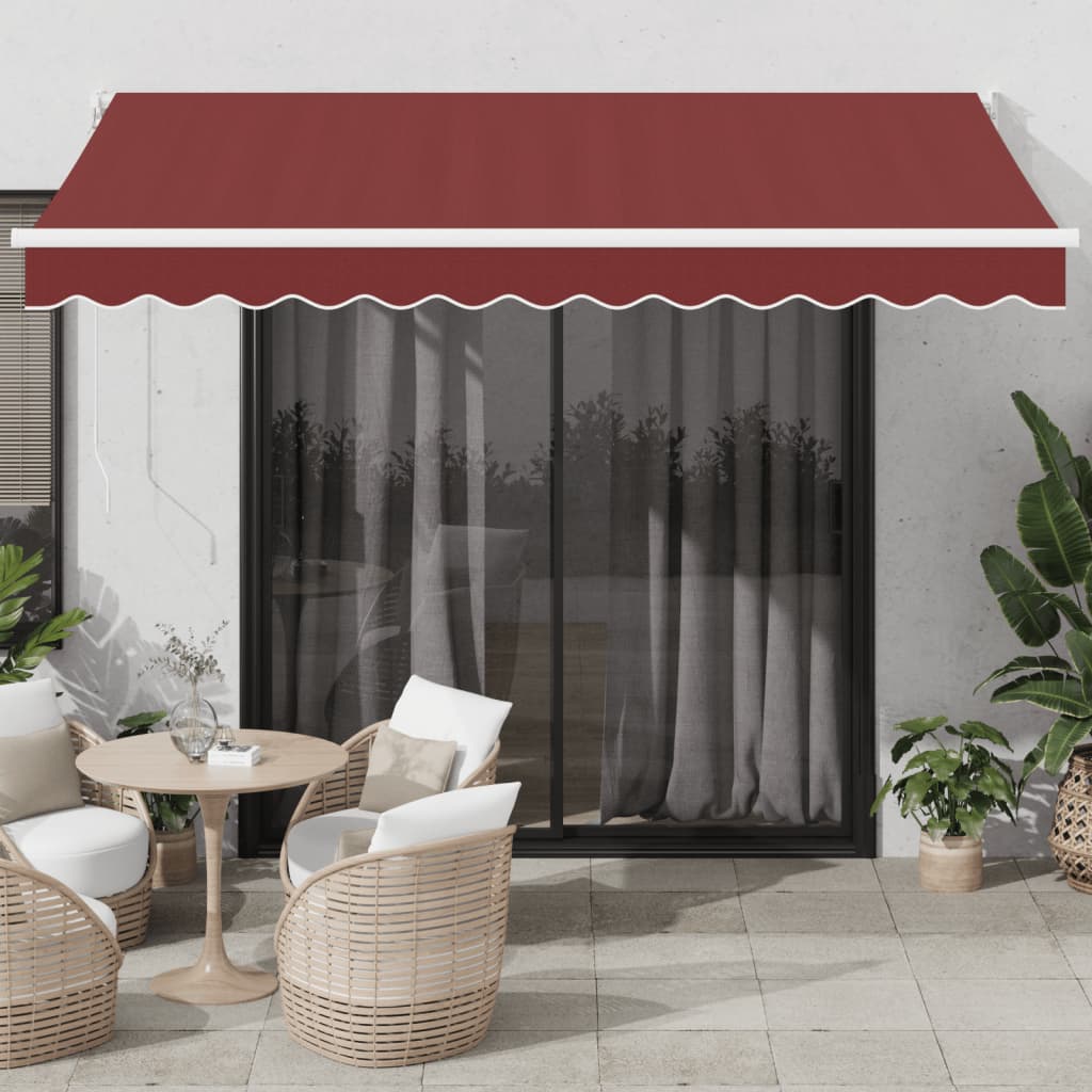 vidaXL Ručne zaťahovacia markíza vínová 350x250 cm