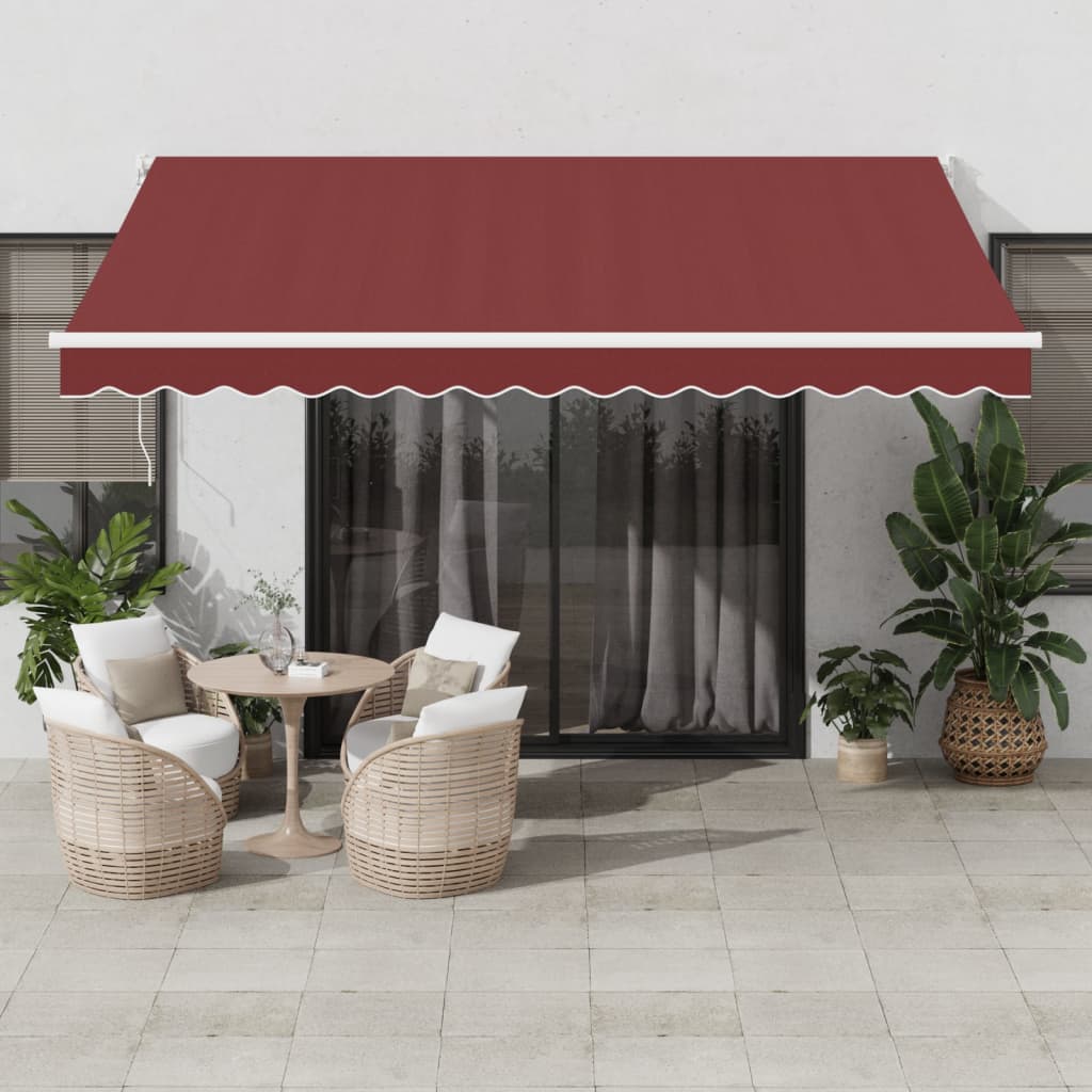 vidaXL Ručne zaťahovacia markíza burgundská 400x300 cm