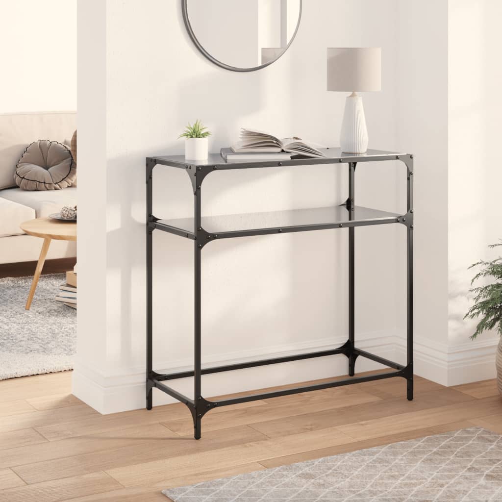 vidaXL Konferenčný stolík s čiernou sklenenou doskou 80x35x81 cm oceľ