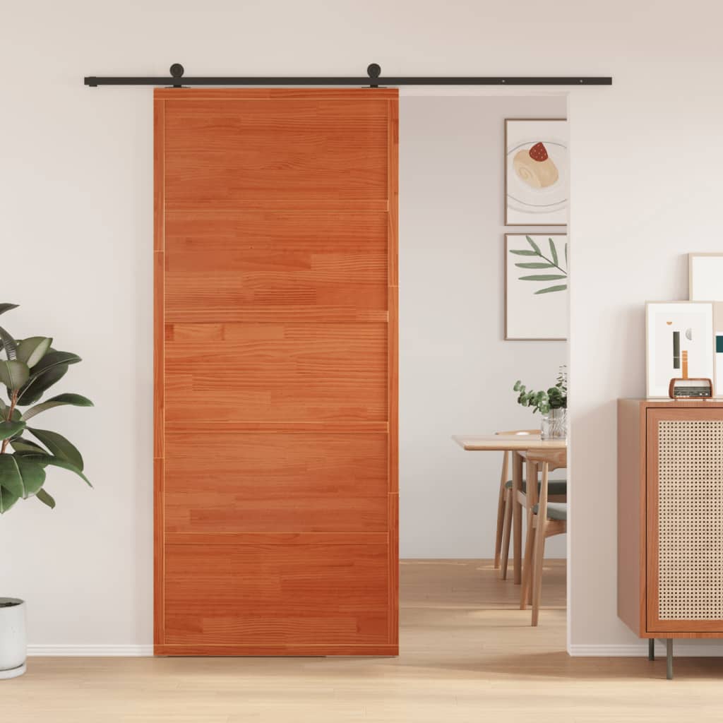 vidaXL Dvere do stodoly voskovohnedé 90x208 cm masívna borovica
