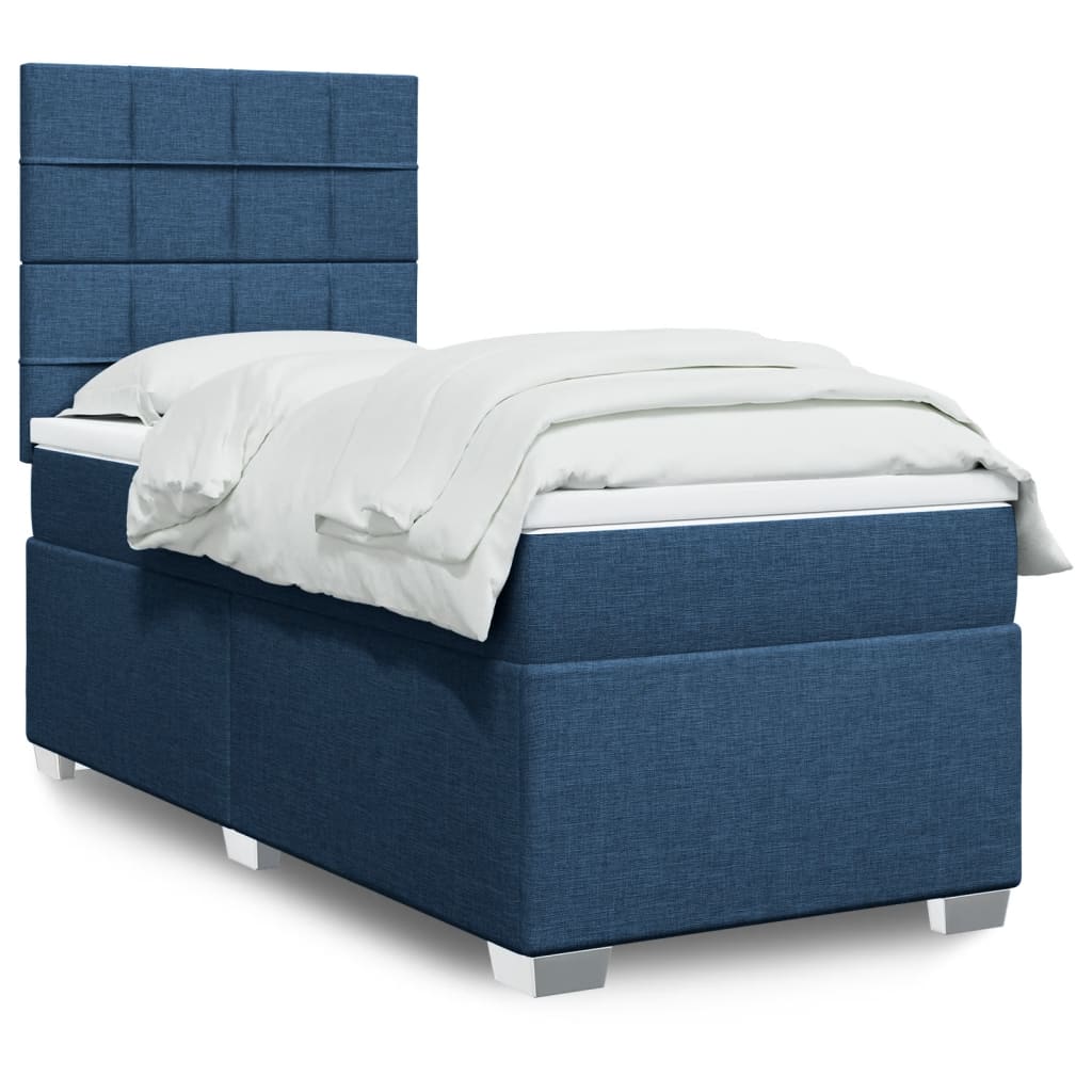 vidaXL Posteľný rám boxsping s matracom modrý 80x200 cm látka