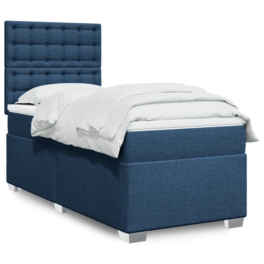 vidaXL Posteľný rám boxsping s matracom modrý 80x200 cm látka