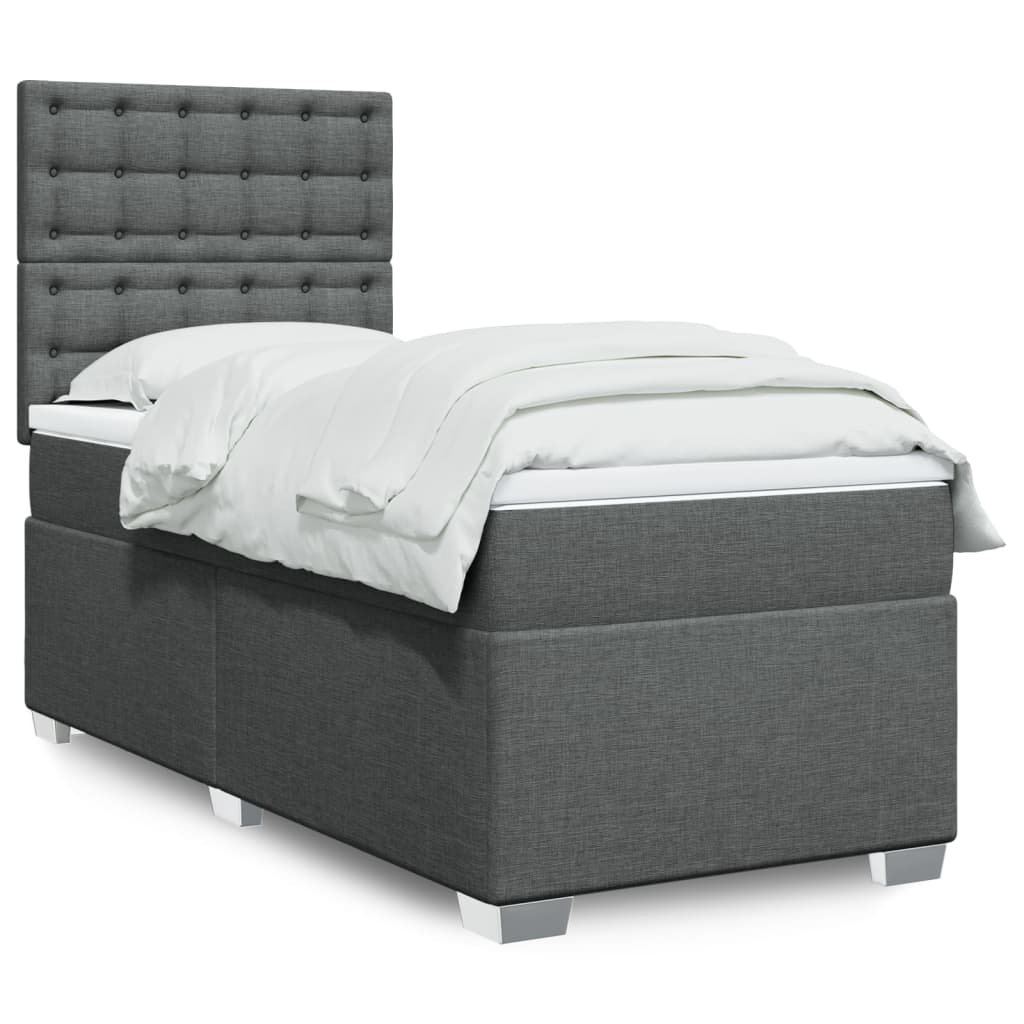 vidaXL Posteľný rám boxsping s matracom tmavosivý 80x200 cm látka