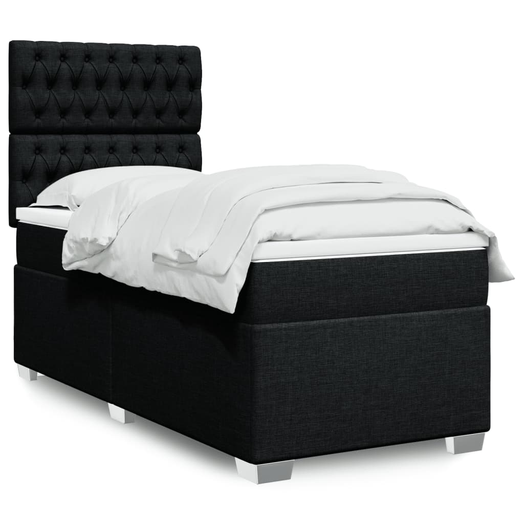 vidaXL Posteľný rám boxspring s matracom čierny 80x200 cm látka