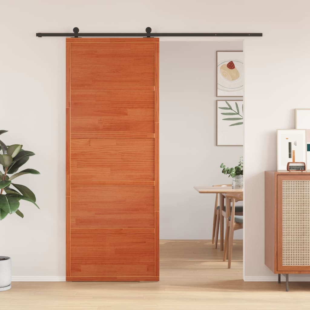 vidaXL Dvere do stodoly voskovohnedé 80x208 cm masívna borovica