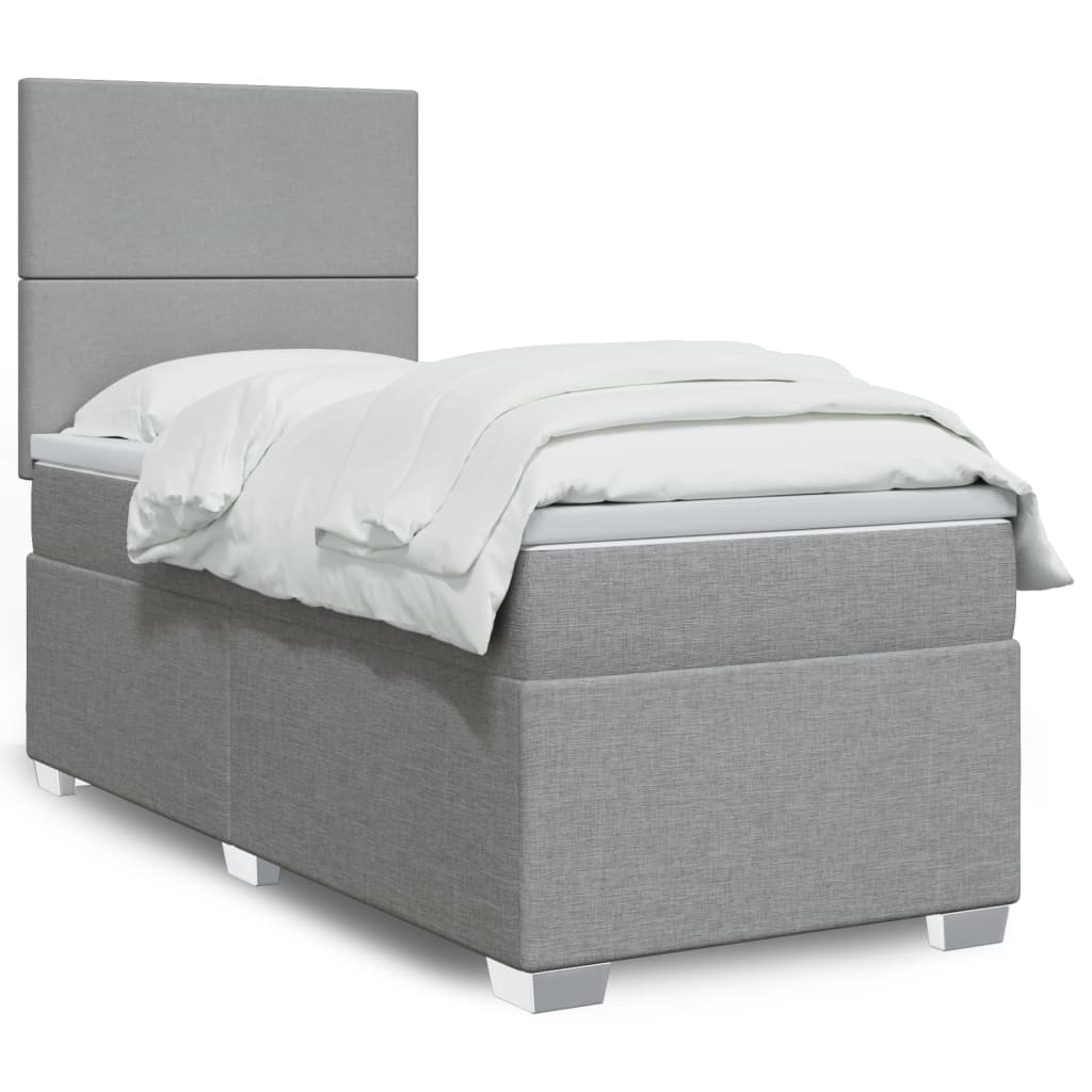 vidaXL Posteľný rám boxsping s matracom bledosivý 80x200 cm látka