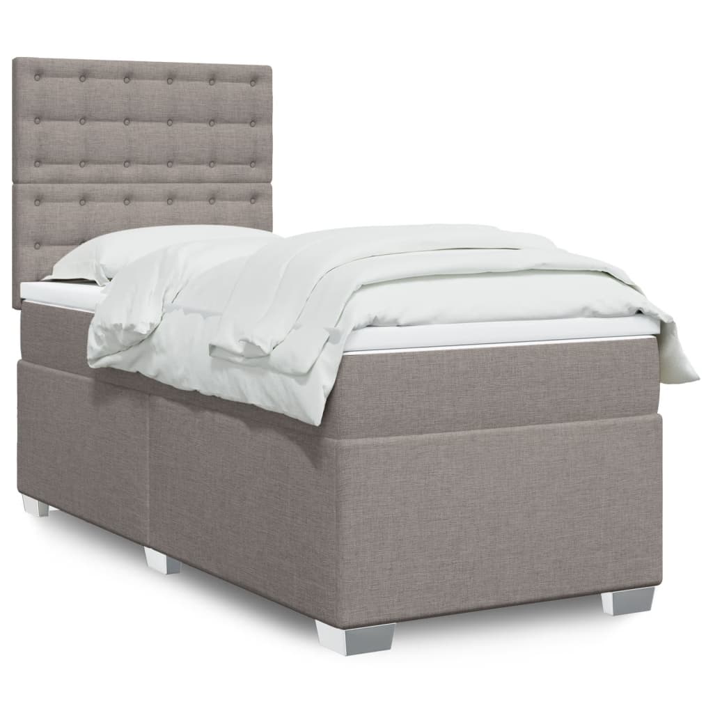 vidaXL Posteľný rám boxspring s matracom sivohnedý 90x190 cm látka
