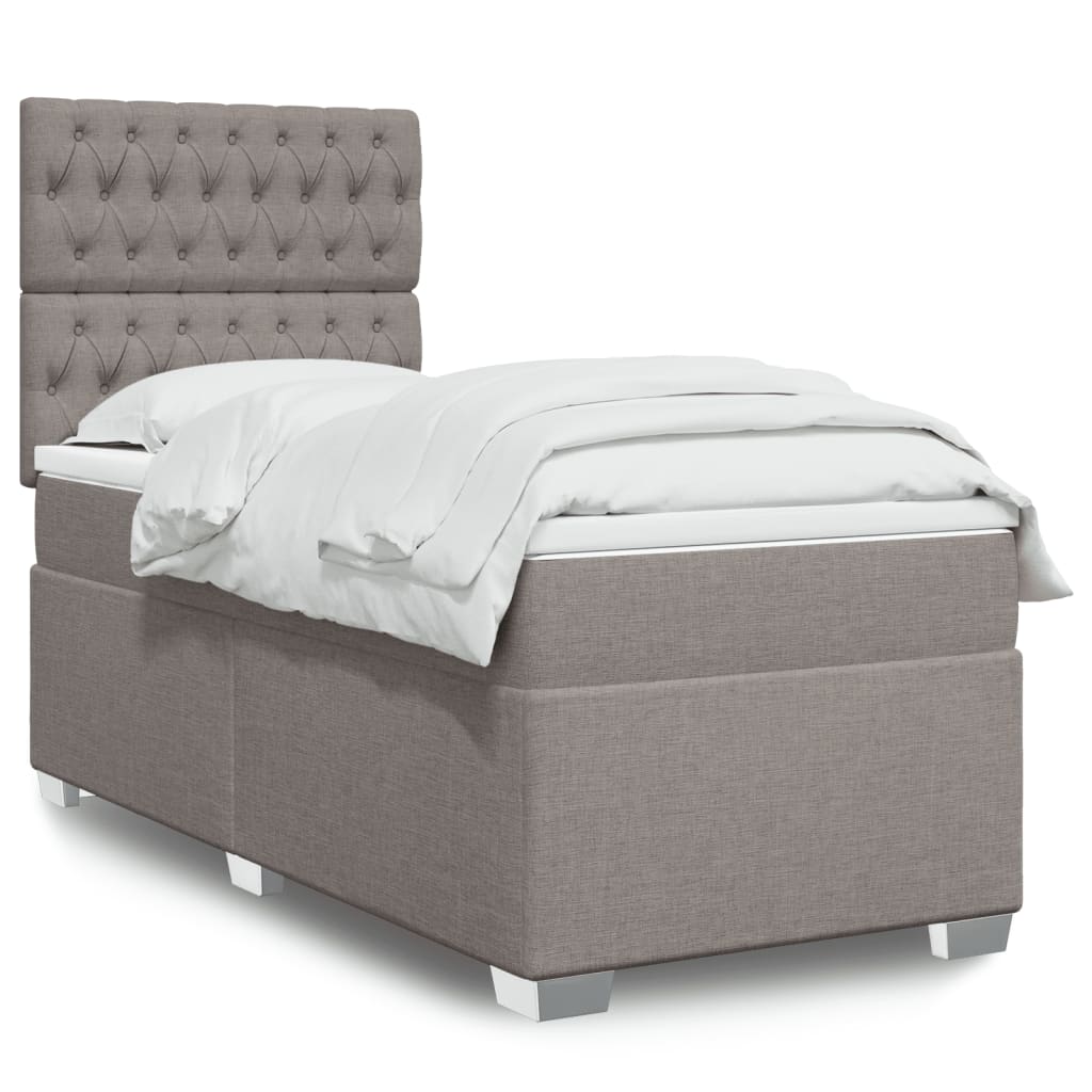 vidaXL Posteľný rám boxspring s matracom sivohnedý 90x190 cm látka