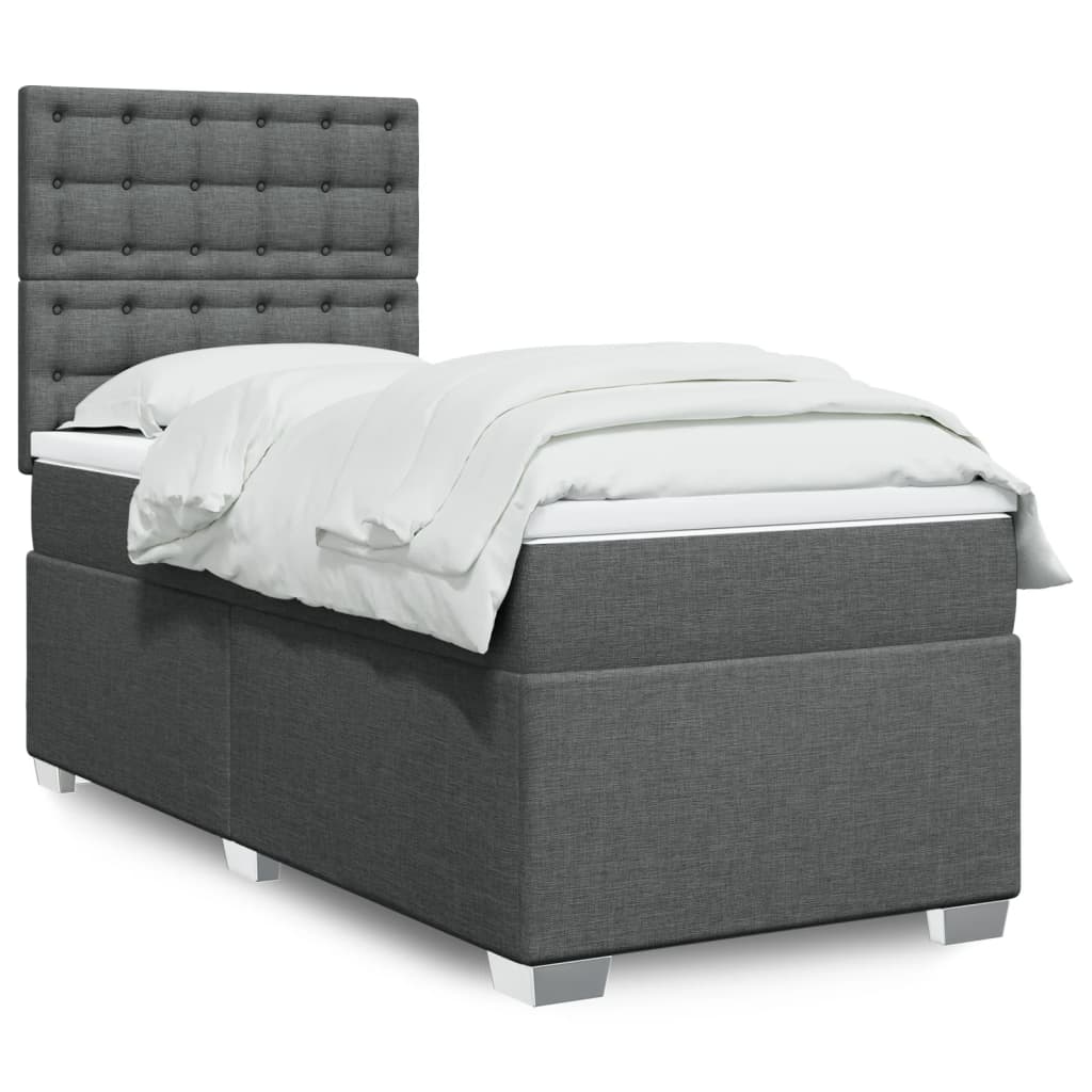 vidaXL Posteľný rám boxsping s matracom tmavosivý 80x200 cm látka