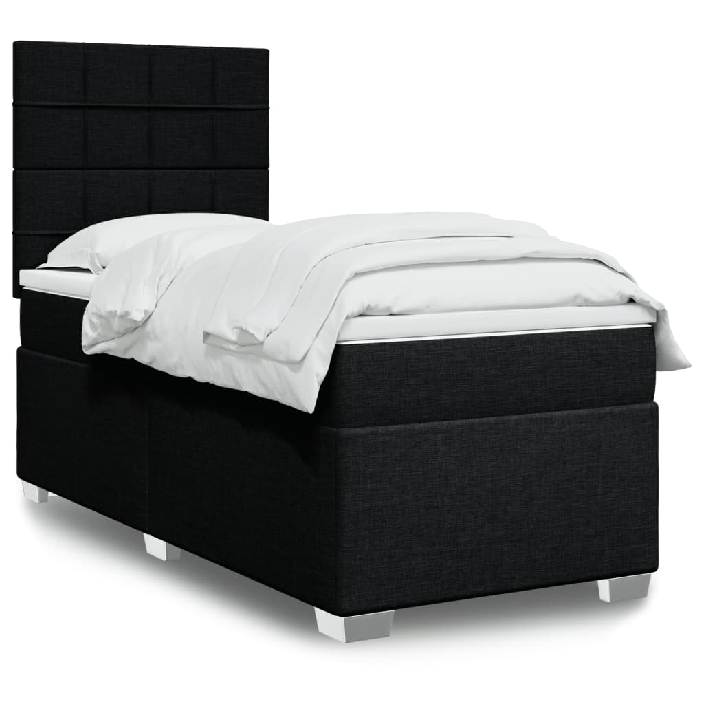 vidaXL Posteľný rám boxspring s matracom čierny 90x190 cm látka