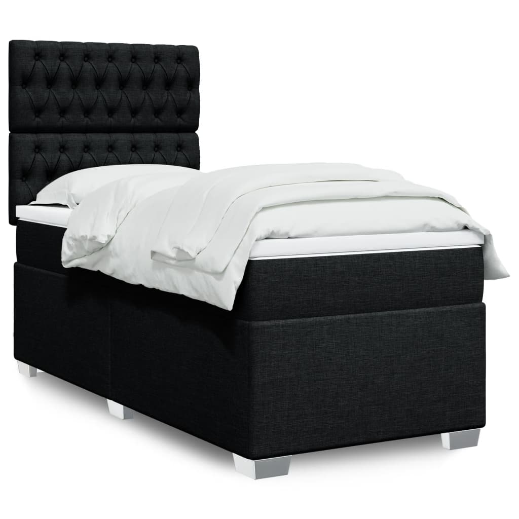 vidaXL Posteľný rám boxspring s matracom čierny 80x200 cm látka