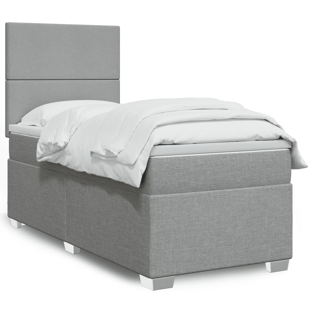 vidaXL Posteľný rám boxsping s matracom bledosivý 90x190 cm látka