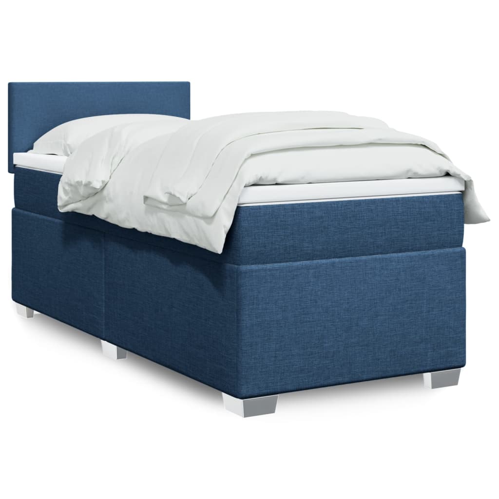 vidaXL Posteľný rám boxsping s matracom modrý 80x200 cm látka