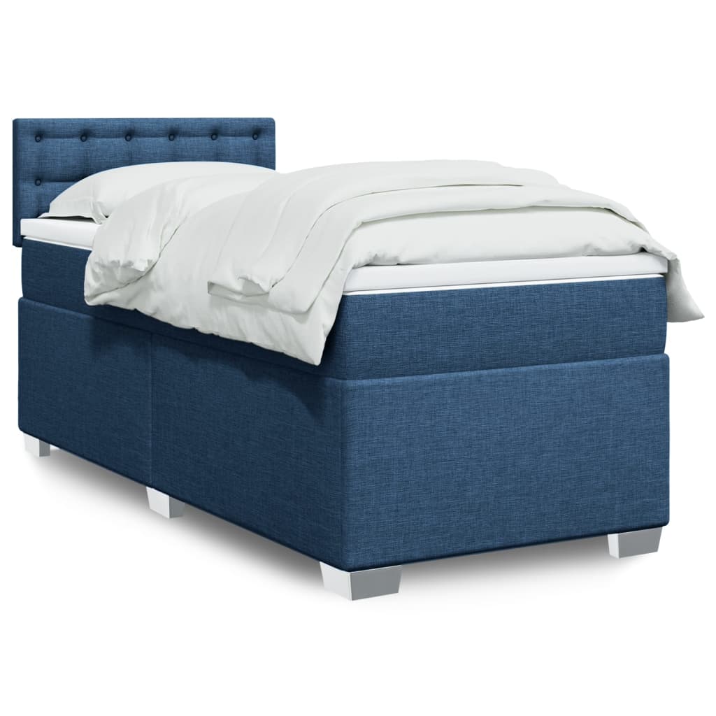vidaXL Posteľný rám boxsping s matracom modrý 80x200 cm látka