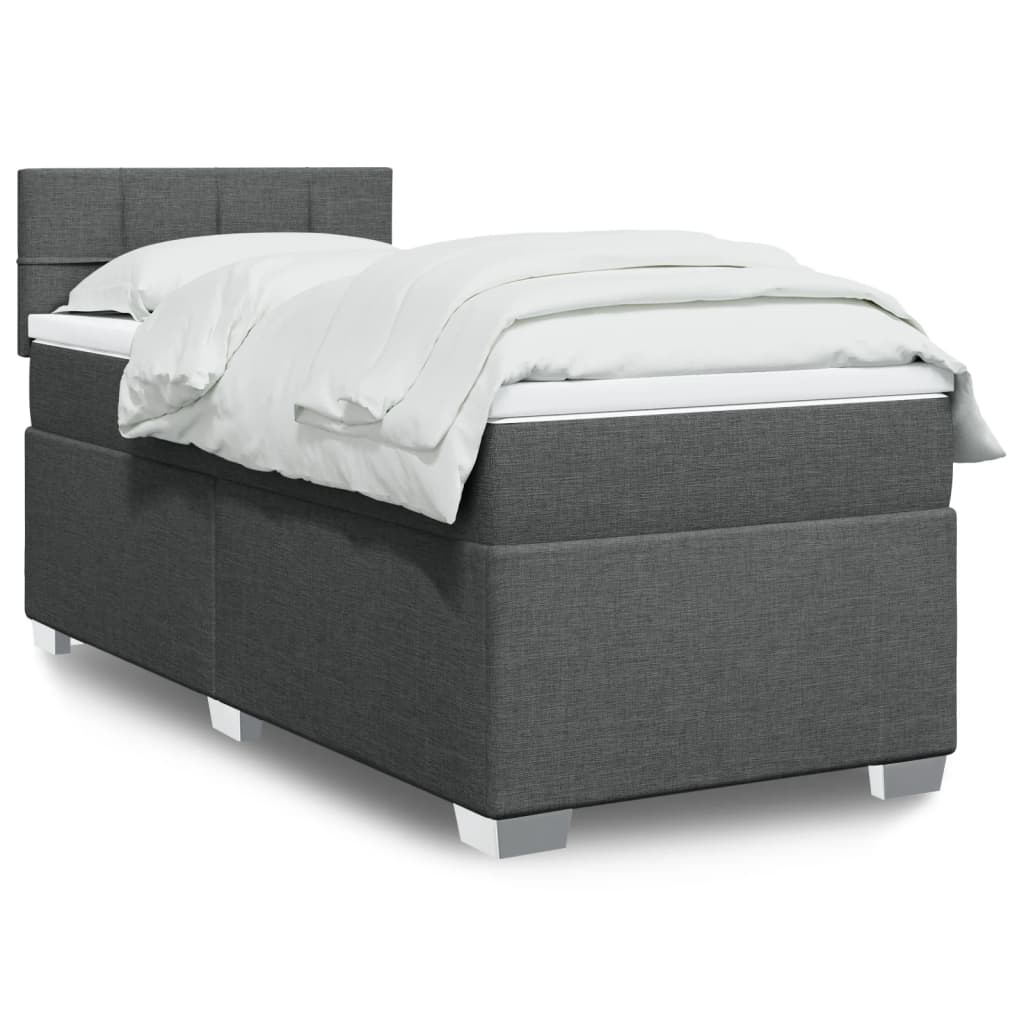 vidaXL Posteľný rám boxsping s matracom tmavosivý 80x200 cm látka