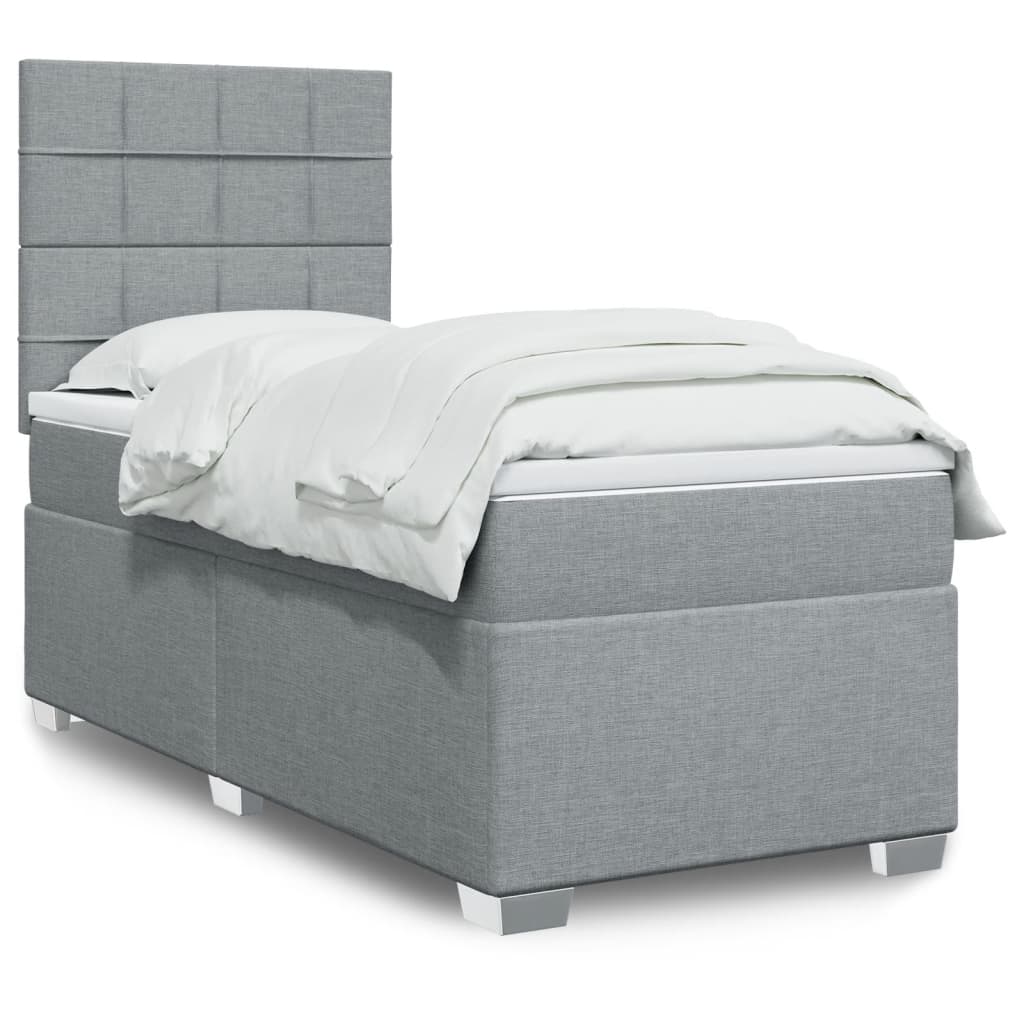 vidaXL Posteľný rám boxsping s matracom bledosivý 90x190 cm látka