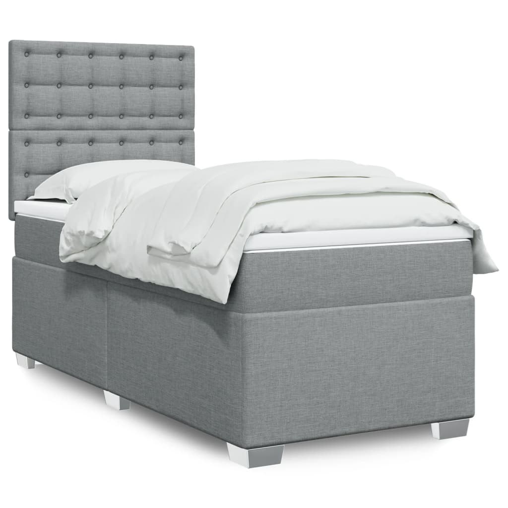 vidaXL Posteľný rám boxsping s matracom bledosivý 90x190 cm látka