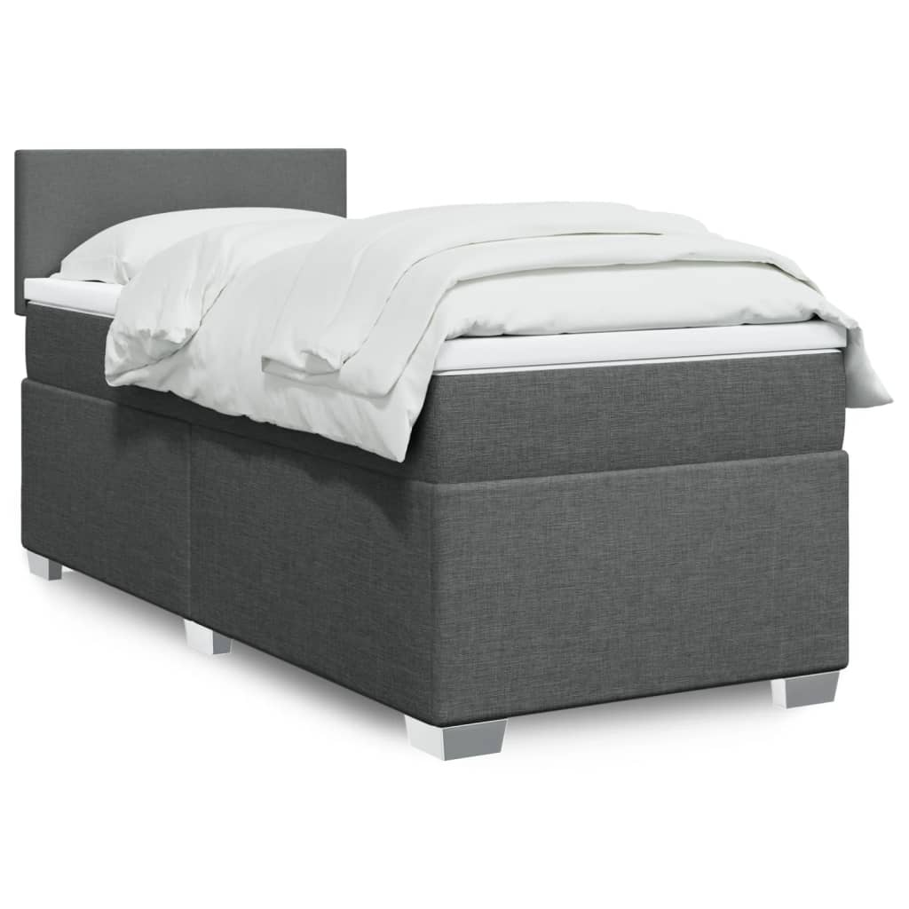 vidaXL Posteľný rám boxsping s matracom tmavosivý 80x200 cm látka