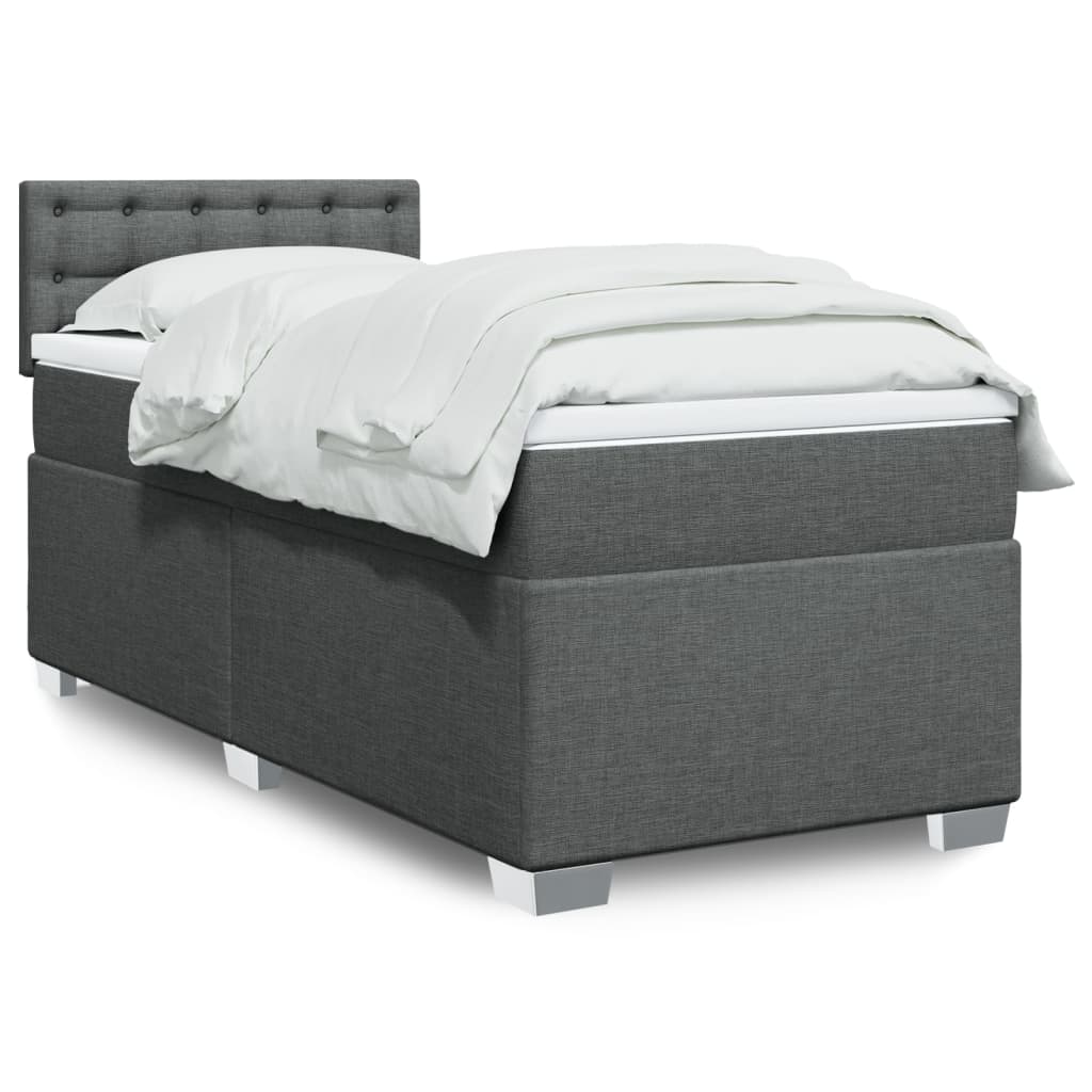 vidaXL Posteľný rám boxsping s matracom tmavosivý 80x200 cm látka