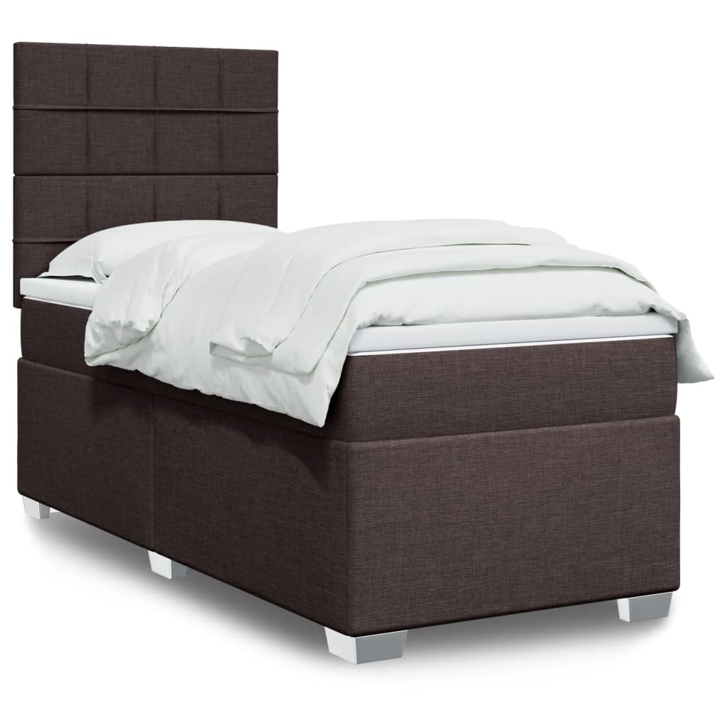 vidaXL Posteľný rám boxsping s matracom hnedý 90x200 cm látka