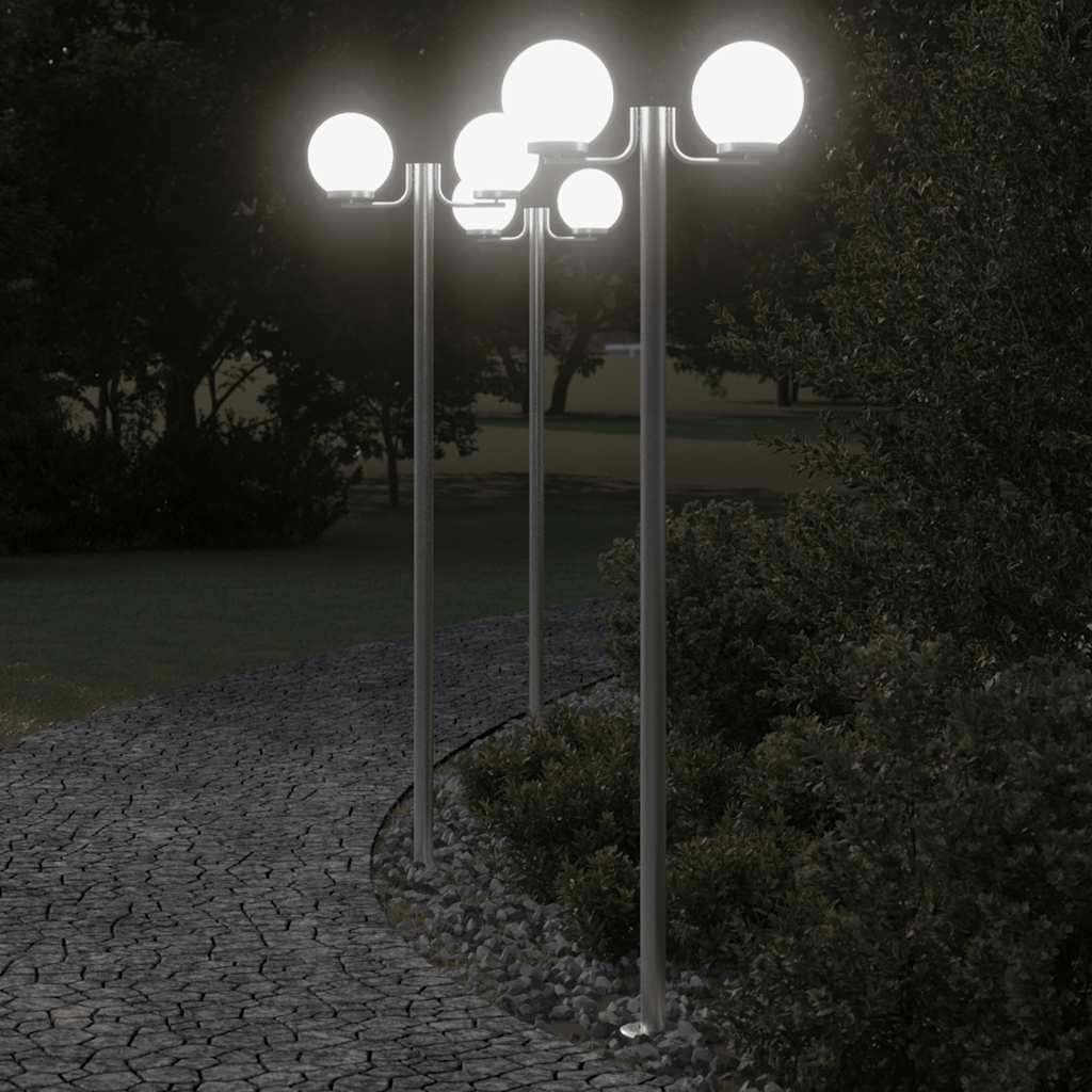 vidaXL Vonkajšie stojace lampy 3ks strieborné 215cm nehrdzavejúca oceľ