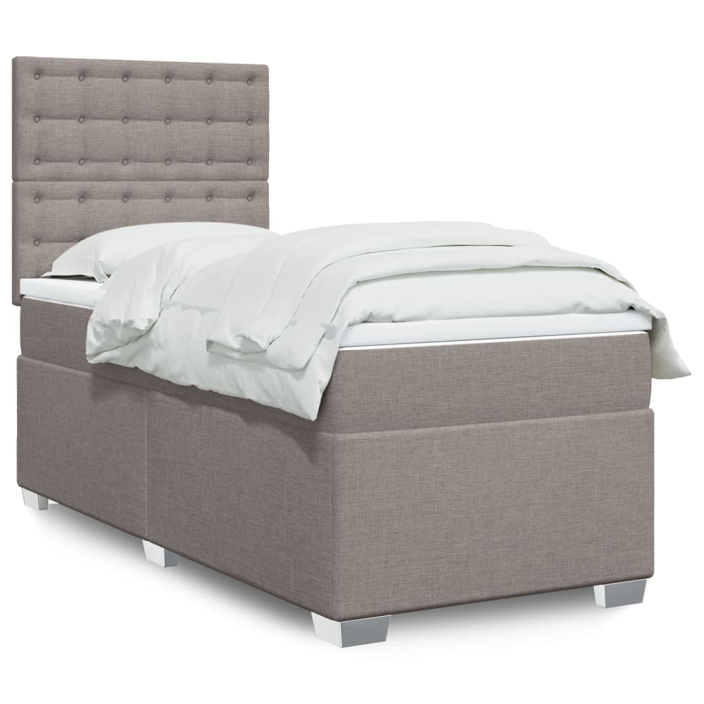 vidaXL Posteľný rám boxsping s matracom sivohnedý 90x200 cm látka