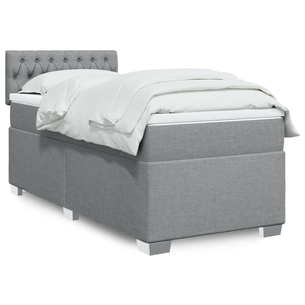 vidaXL Posteľný rám boxsping s matracom bledosivý 90x190 cm látka