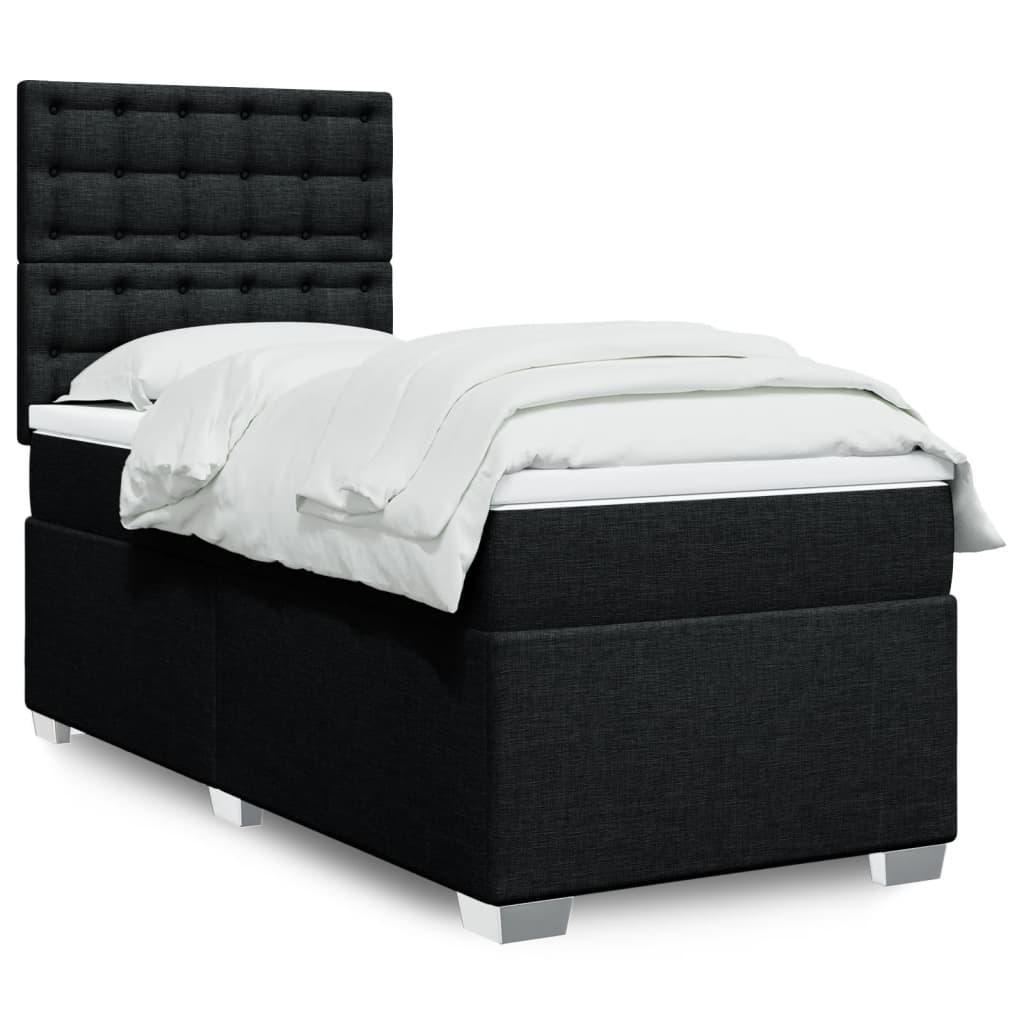 vidaXL Posteľný rám boxspring s matracom čierny 90x200 cm látka
