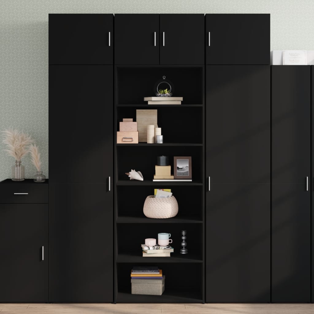 vidaXL Vysoká skrinka čierna 70x41x185 cm kompozitné drevo