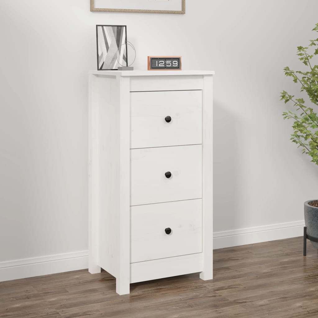 vidaXL Komoda biela 40x35x80 cm borovicový masív