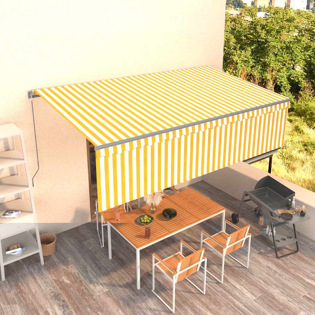 vidaXL Ručne zaťahovacia markíza s tienidlom 5x3 m žlto-biela