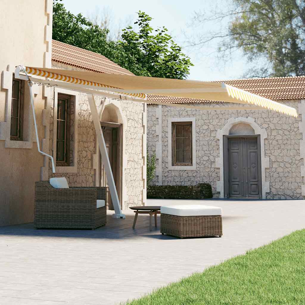 vidaXL Samostatne stojaca automatická markíza 400x300 cm žlto-biela