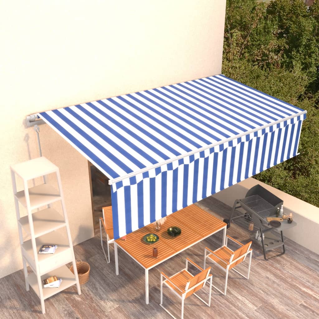 vidaXL Automatická markíza s tienidlom 6x3 m modro-biela