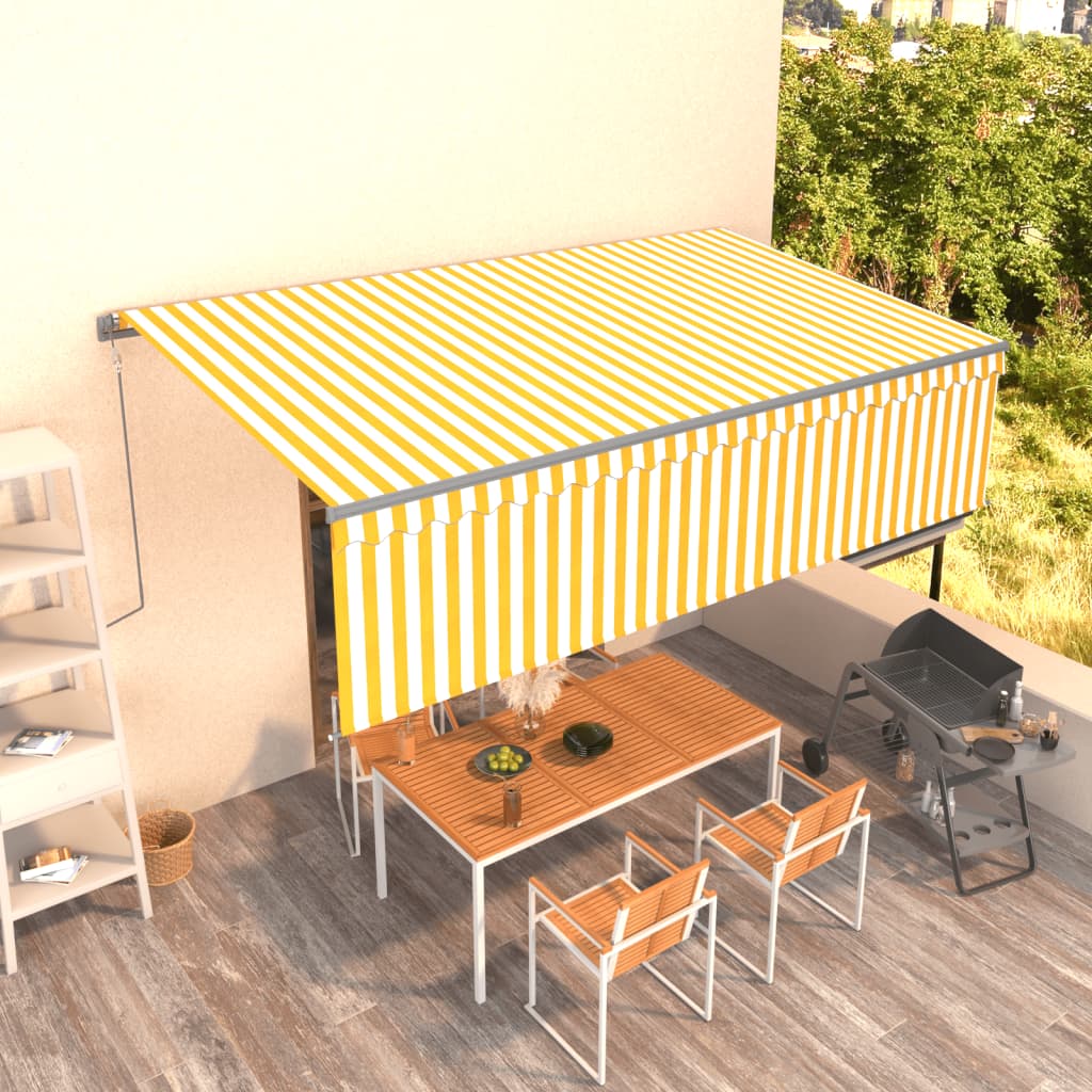 vidaXL Automatická markíza s tienidlom 5x3 m žlto-biela