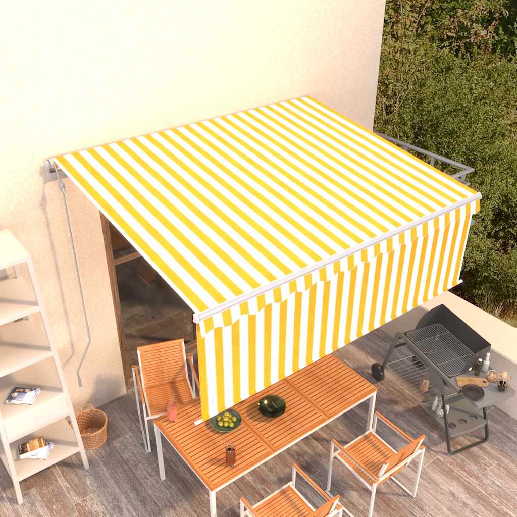 vidaXL Automatická markíza s tienidlom 4x3m žlto-biela