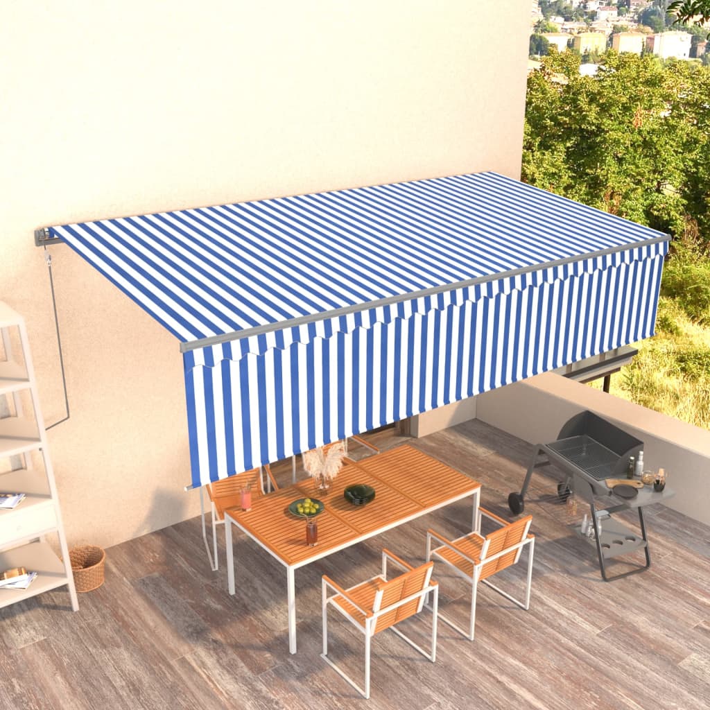 vidaXL Automatická markíza s tienidlom 6x3 m modro-biela