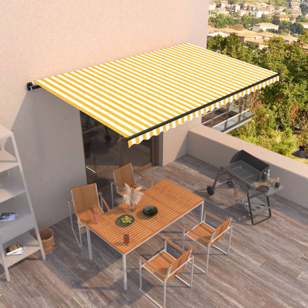 vidaXL Ručne zaťahovacia markíza 500x300 cm žltá a biela