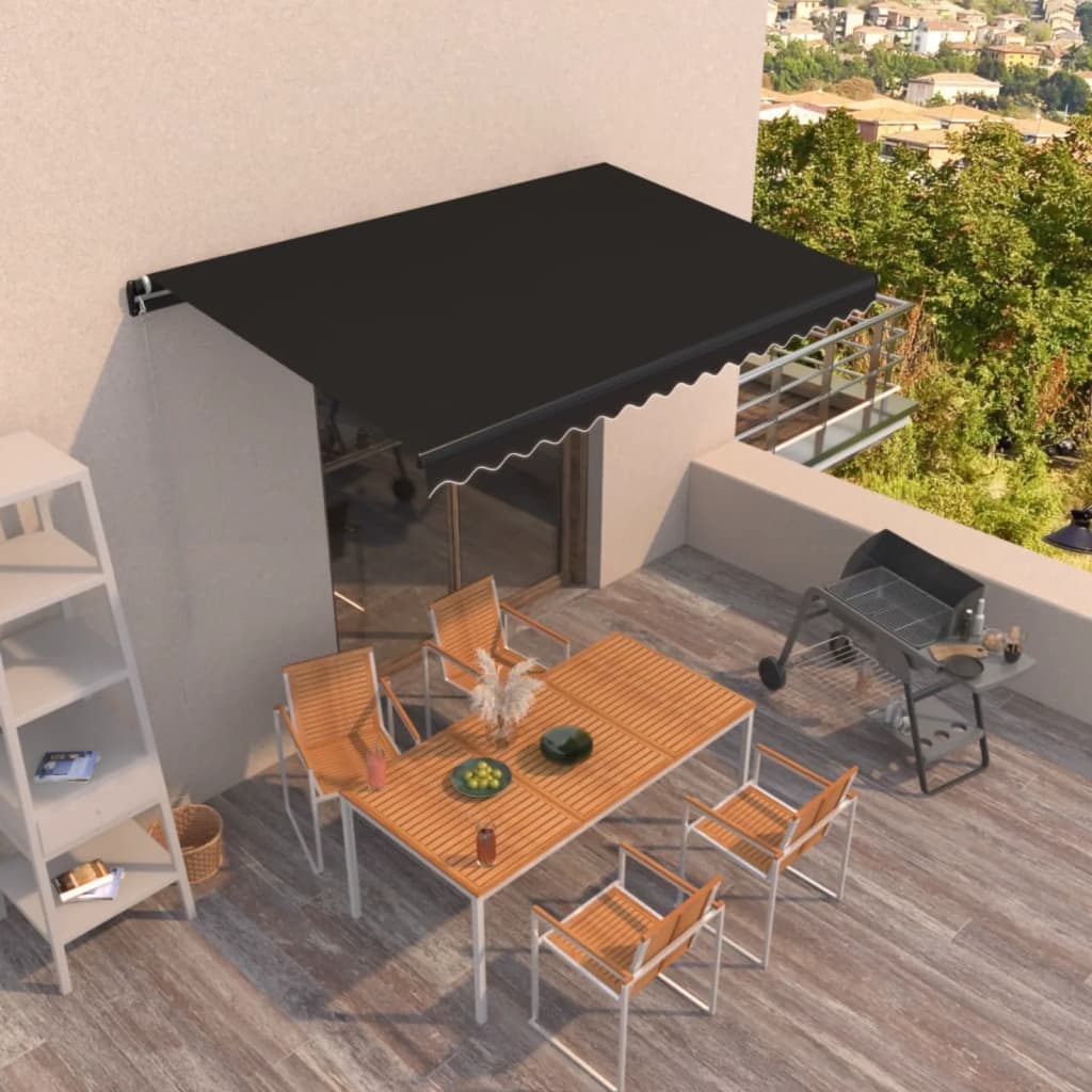 vidaXL Ručne zaťahovacia markíza 400x350 cm antracitová
