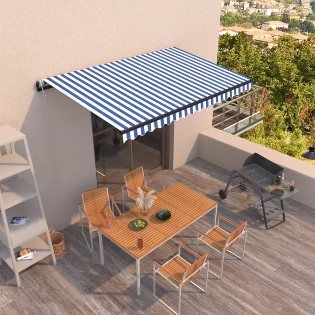 vidaXL Automaticky zaťahovacia markíza 400x350 cm modrá a biela