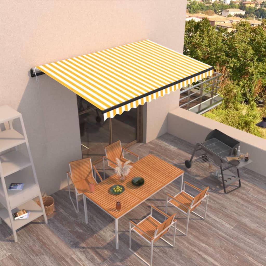 vidaXL Automaticky zaťahovacia markíza 400x350 cm žltá a biela