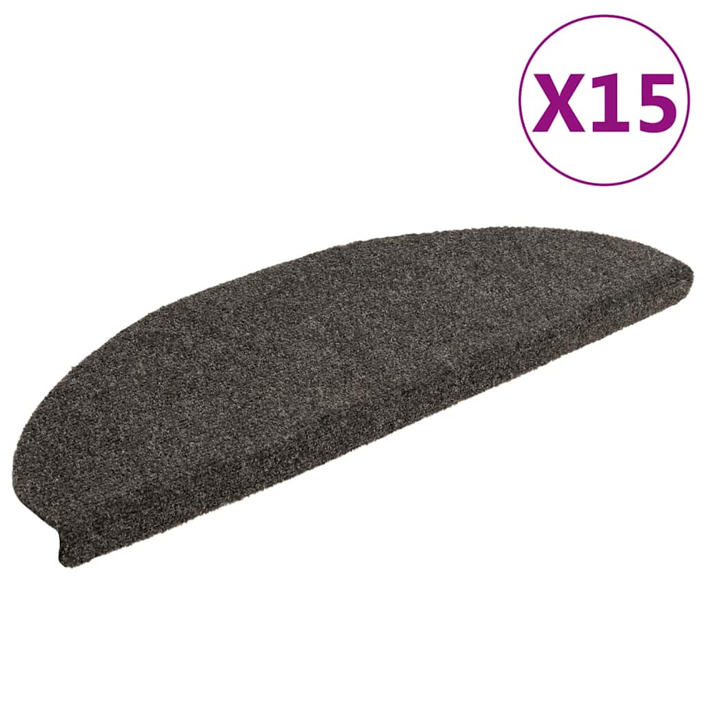 vidaXL Samolepiace nášľapy na schody 15 ks, antracitové 65x21x4 cm