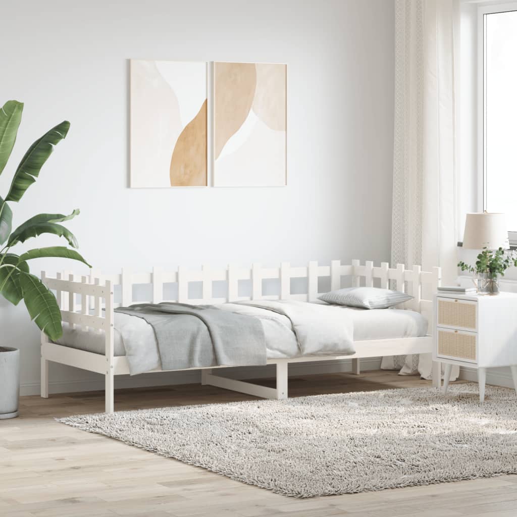 vidaXL Denná posteľ biela 90x200 cm borovicový masív