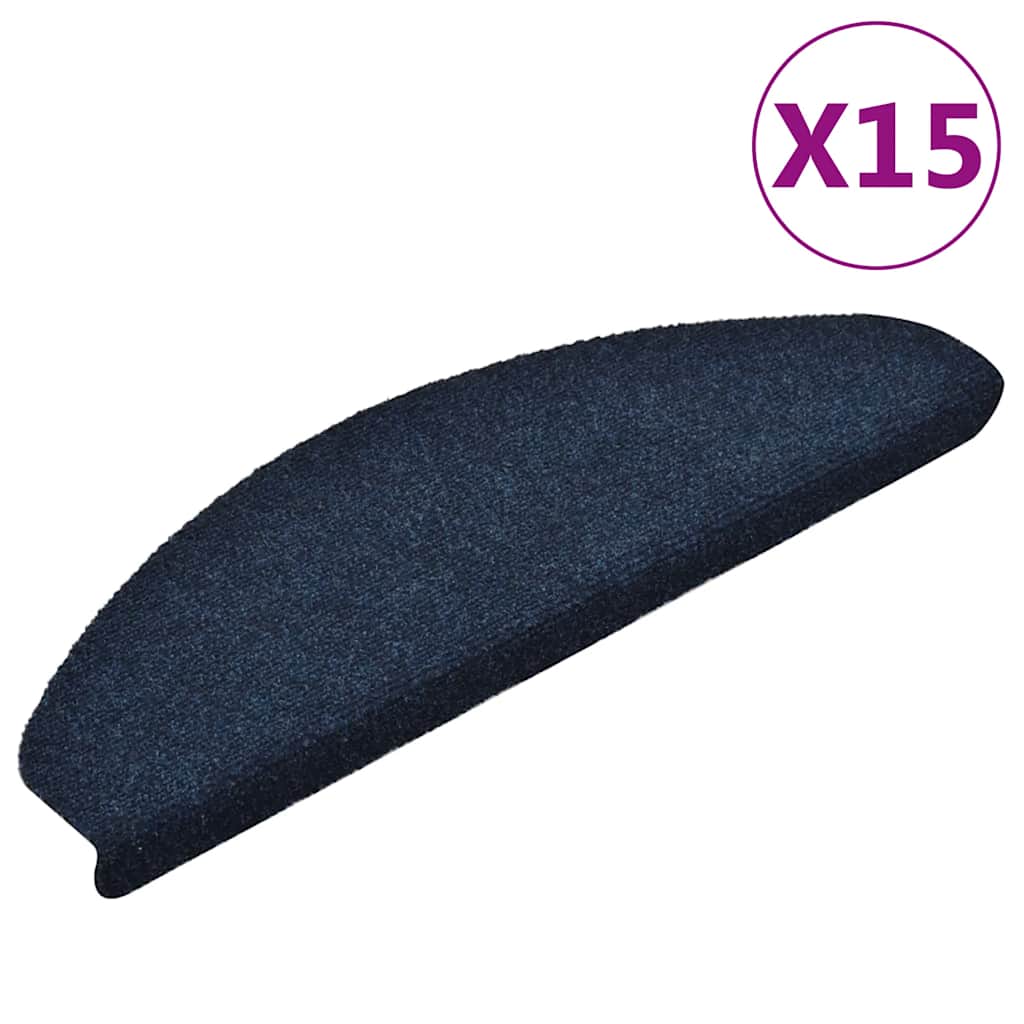 vidaXL Samolepiace nášľapy na schody 15 ks námornícke modré 65x21x4 cm vpichovaná textília